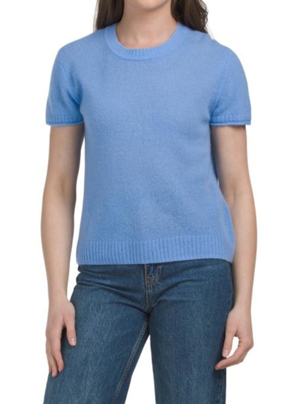 WILT Cashmere Ribbed Short Sleeve Sweater